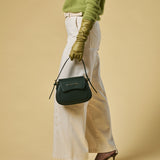 Ottavia (green) - Italian calf leather women's crossbody bag (with shoulder strap)