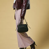 Ottavia (black) - Italian calf leather women's crossbody bag (with shoulder strap)