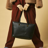 Simona (black) - Italian calf leather women's shoulder bag