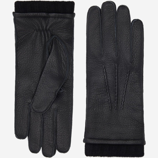 Vittoria (black) - Italian gloves made of American deerskin leather with cashmere lining - Leather Gloves Online - Luxury Leather Gloves - 1