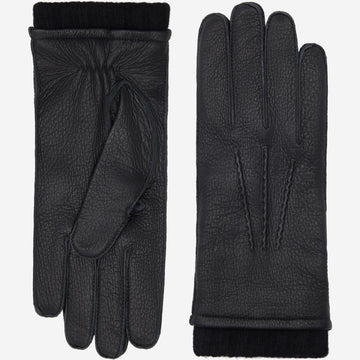 Vittoria (black) - Italian gloves made of American deerskin leather with cashmere lining - Leather Gloves Online - Luxury Leather Gloves - 1