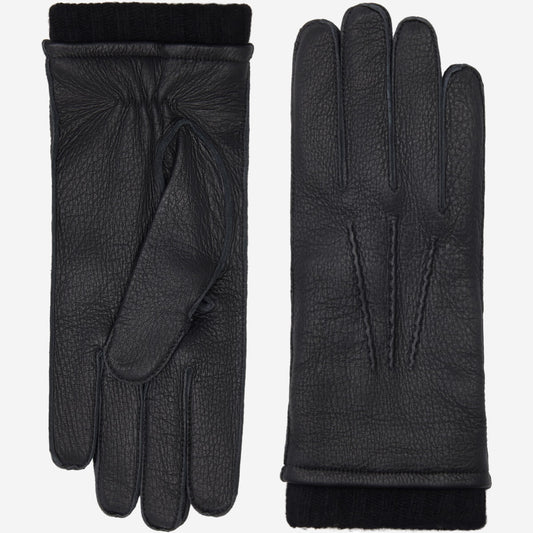 Vittoria (black) - Italian gloves made of American deerskin leather with cashmere lining - Leather Gloves Online - Luxury Leather Gloves - 1