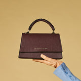 Federica (eggplant) - Italian calf leather women's crossbody bag (with shoulder strap)