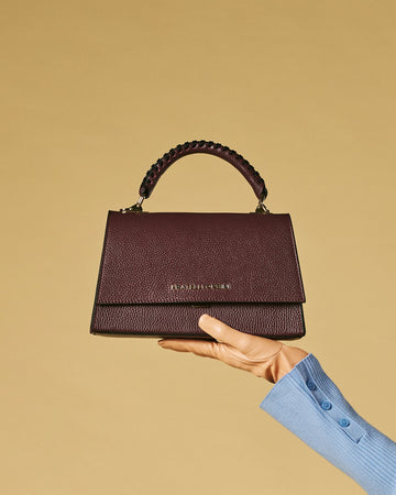 Federica (eggplant) - Italian calf leather women's crossbody bag (with shoulder strap)