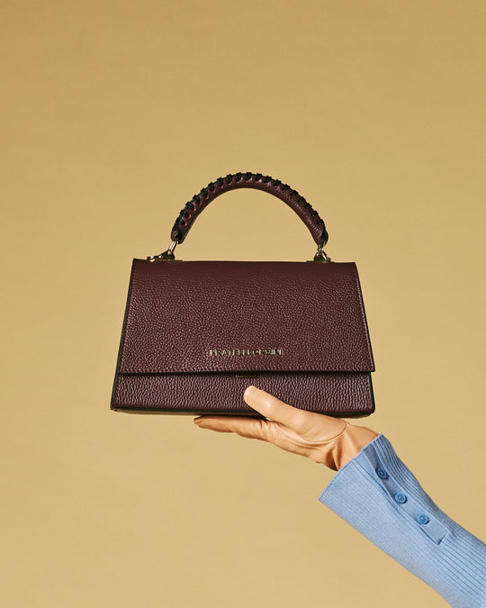 Federica (eggplant) - Italian calf leather women's crossbody bag (with shoulder strap)