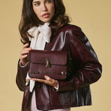 Mirella (eggplant) - Italian calf leather women's crossbody bag (with shoulder strap)