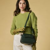 Ottavia (green) - Italian calf leather women's crossbody bag (with shoulder strap)