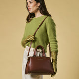 Zita (brown) - Italian calf leather women's handbag (with shoulder strap)