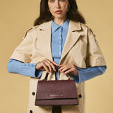 Federica (eggplant) - Italian calf leather women's crossbody bag (with shoulder strap)