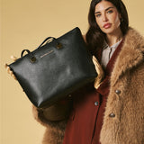 Simona (black) - Italian calf leather women's shoulder bag