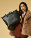 Simona (black) - Italian calf leather women's shoulder bag