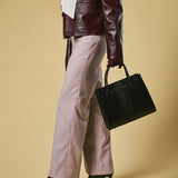 Patrizia (black) - Italian calf leather women's handbag (with shoulder strap)