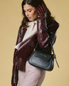 Ottavia (black) - Italian calf leather women's crossbody bag (with shoulder strap)