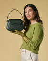 Ottavia (green) - Italian calf leather women's crossbody bag (with shoulder strap)