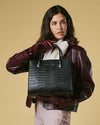 Patrizia (black) - Italian calf leather women's handbag (with shoulder strap)
