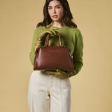 Zita (brown) - Italian calf leather women's handbag (with shoulder strap)