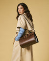 Oriana (brown) - Italian calf leather women's handbag (with shoulder strap)