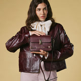 Mirella (eggplant) - Italian calf leather women's crossbody bag (with shoulder strap)