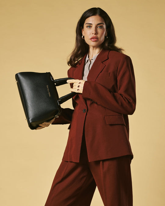 Zita (black) - Italian calf leather women's handbag (with shoulder strap)