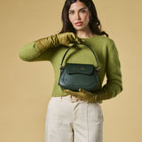 Ottavia (green) - Italian calf leather women's crossbody bag (with shoulder strap)