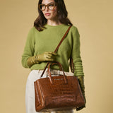 Valentina (cognac) - Italian calf leather women's handbag (with shoulder strap)