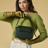 Ottavia (green) - Italian calf leather women's crossbody bag (with shoulder strap)