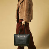 Simona (black) - Italian calf leather women's shoulder bag