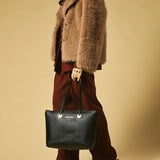 Simona (black) - Italian calf leather women's shoulder bag