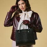 Patrizia (black) - Italian calf leather women's handbag (with shoulder strap)