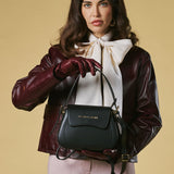 Ottavia (black) - Italian calf leather women's crossbody bag (with shoulder strap)