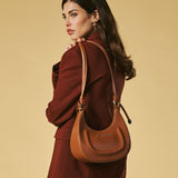 Ornella (cognac) - Italian calf leather women's crossbody bag (with shoulder strap)