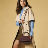 Federica (eggplant) - Italian calf leather women's crossbody bag (with shoulder strap)