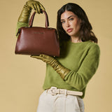 Zita (brown) - Italian calf leather women's handbag (with shoulder strap)