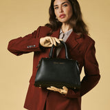 Zita (black) - Italian calf leather women's handbag (with shoulder strap)