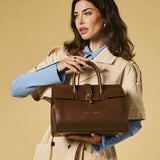 Oriana (brown) - Italian calf leather women's handbag (with shoulder strap)