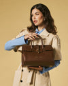 Oriana (brown) - Italian calf leather women's handbag (with shoulder strap)