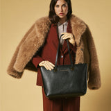 Simona (black) - Italian calf leather women's shoulder bag