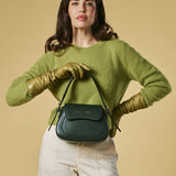 Ottavia (green) - Italian calf leather women's crossbody bag (with shoulder strap)