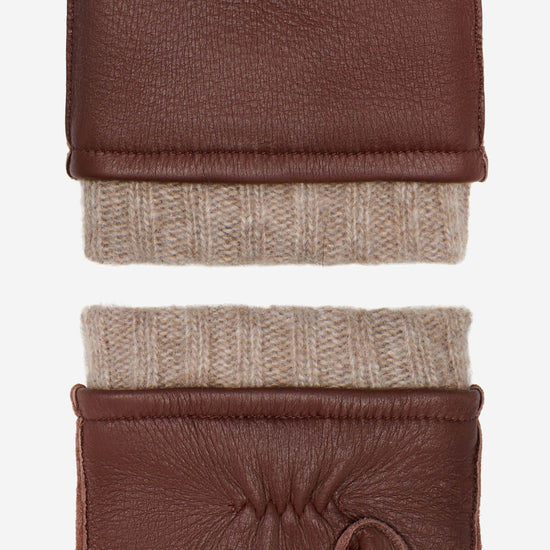Vittoria (brown) - Italian gloves made of American deerskin leather with cashmere lining - Leather Gloves Online - Luxury Leather Gloves - 6