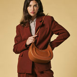 Ornella (cognac) - Italian calf leather women's crossbody bag (with shoulder strap)