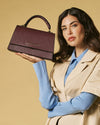 Federica (eggplant) - Italian calf leather women's crossbody bag (with shoulder strap)