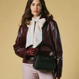 Ottavia (black) - Italian calf leather women's crossbody bag (with shoulder strap)