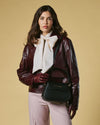 Ottavia (black) - Italian calf leather women's crossbody bag (with shoulder strap)