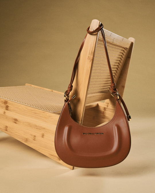 Ornella (cognac) - Italian calf leather women's crossbody bag (with shoulder strap)