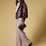 Mirella (eggplant) - Italian calf leather women's crossbody bag (with shoulder strap)