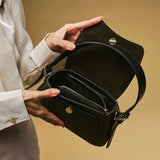 Ottavia (black) - Italian calf leather women's crossbody bag (with shoulder strap)