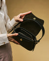 Ottavia (black) - Italian calf leather women's crossbody bag (with shoulder strap)