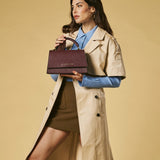 Federica (eggplant) - Italian calf leather women's crossbody bag (with shoulder strap)