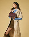 Federica (eggplant) - Italian calf leather women's crossbody bag (with shoulder strap)