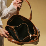 Valentina (cognac) - Italian calf leather women's handbag (with shoulder strap)